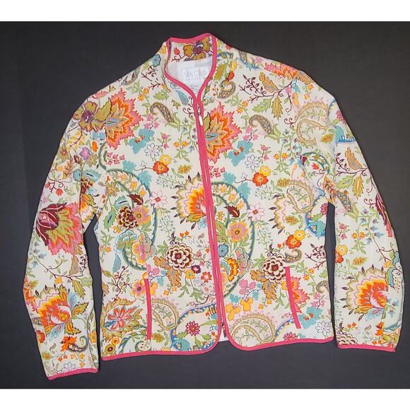 Silk Club Womens 100% Silk Full Zip Vibrant Paisley Print Evening Jacket Medium - Picture 1 of 11
